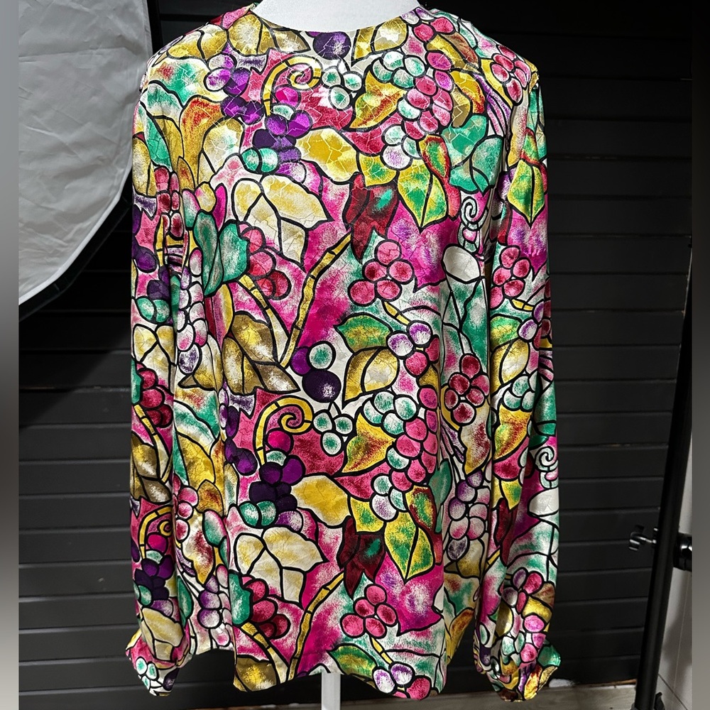 La Chemise Women’s Colorful Women's Blouse with Shoulder Pads size Large